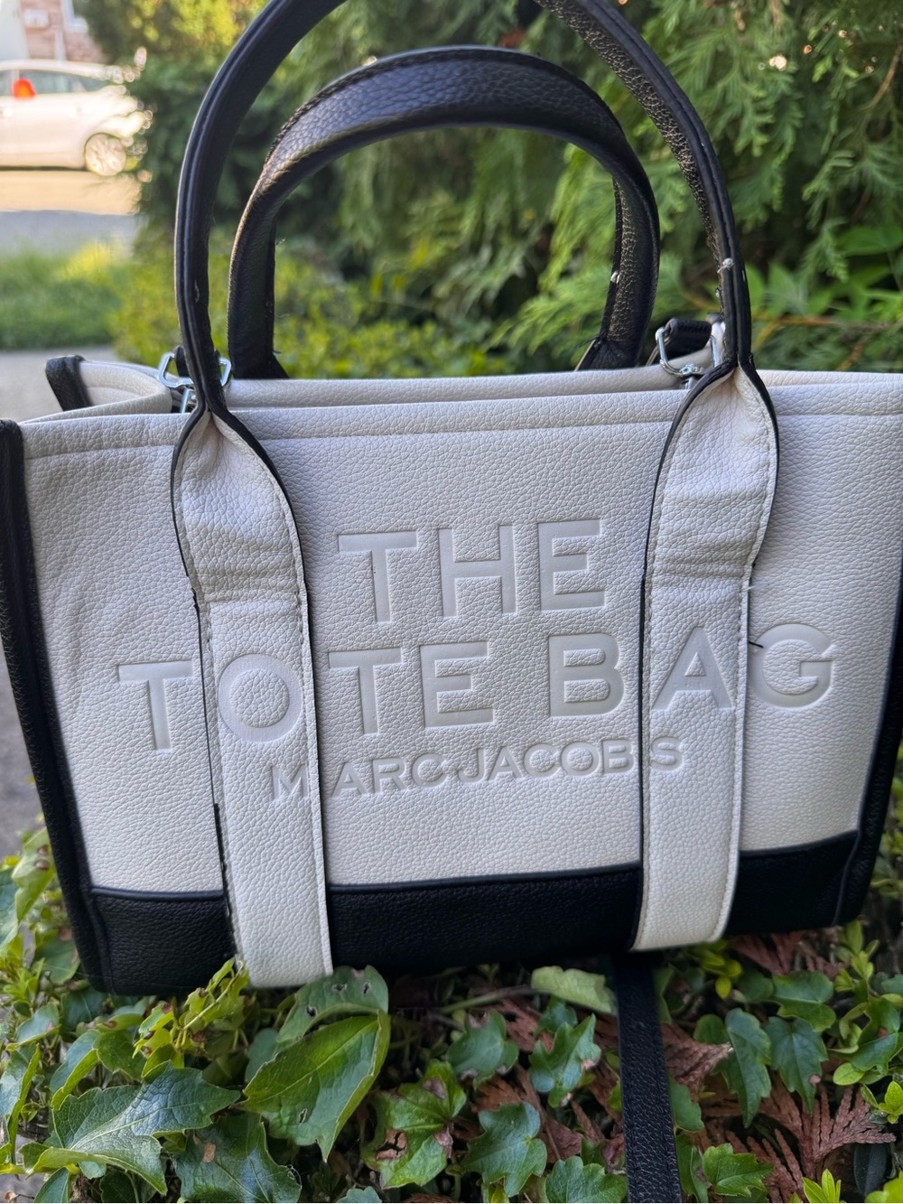 Marc Jacobs Black & White Embossed Leather Tote
